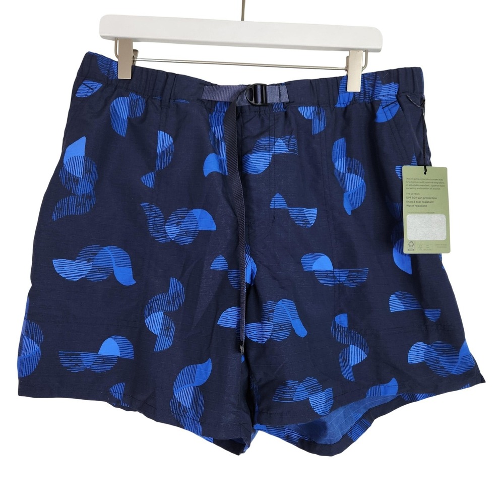 REI Co-op Trailmade Amphib Shorts Mens XL Blue Print Quick Dry UPF Swim Hike